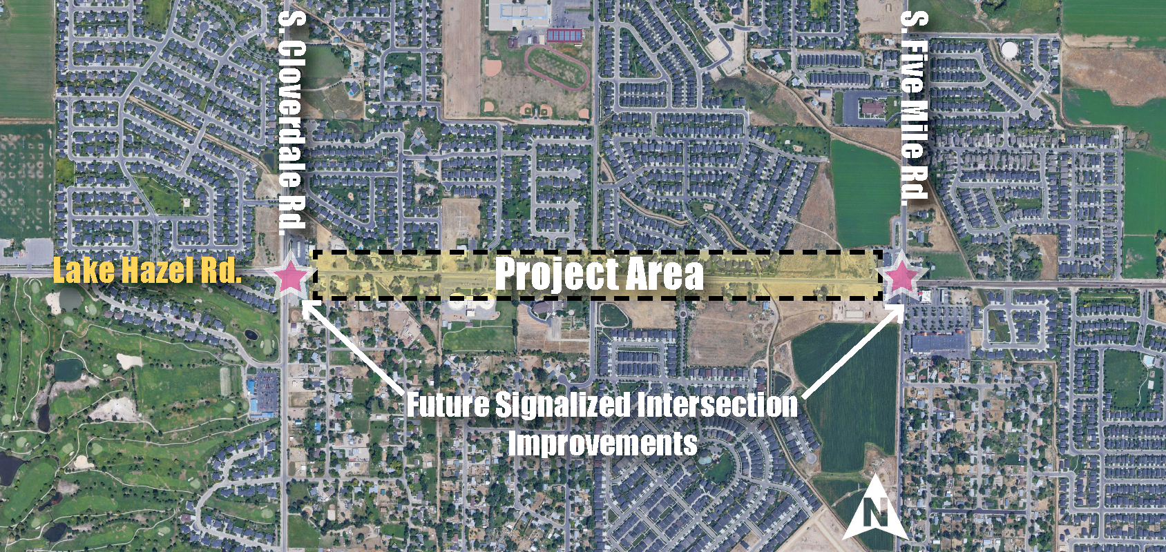 Project area map highlighted between Cloverdale Road and File Mile Road